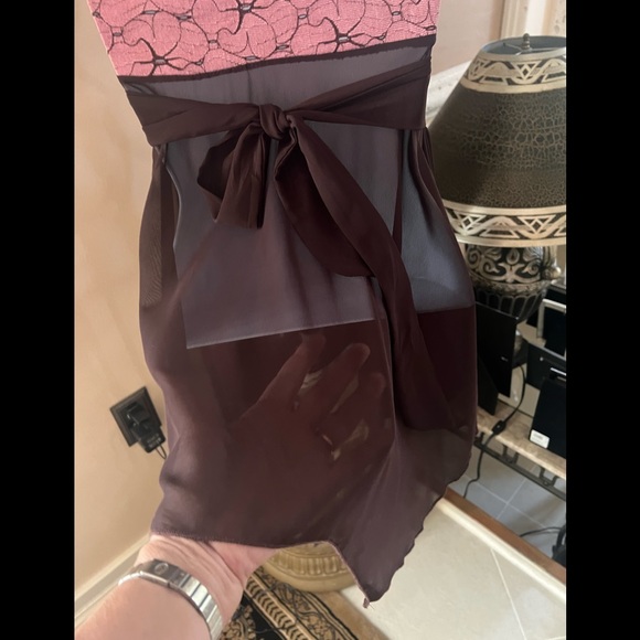 Flowy Chocolate Sheer Strapless Top/Dress Rose Floral Lace Top - Picture 5 of 11